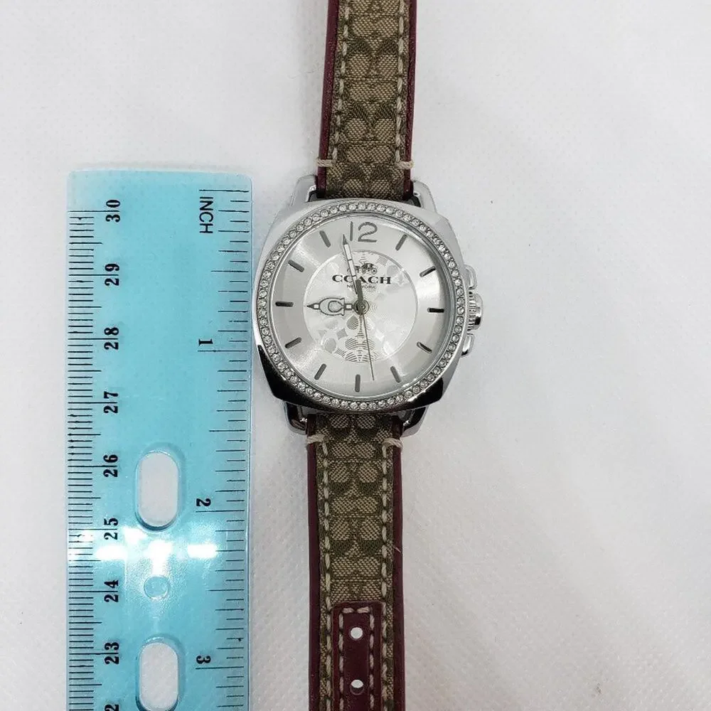 Coach Signature Boyfriend Watch Khaki/Burgundy